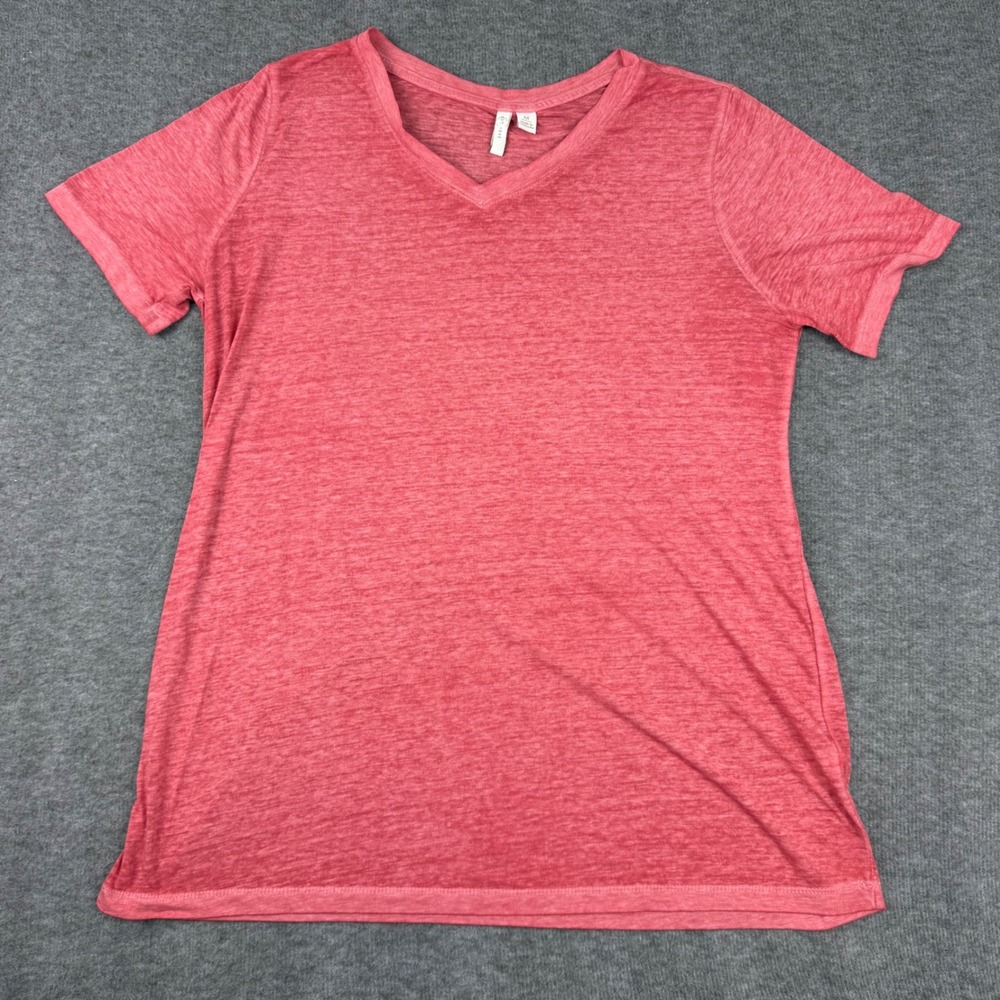 Est. 1946 V-Neck T-Shirt‎ Womens Medium Pink Coral Heathered Slub Cotton Blend